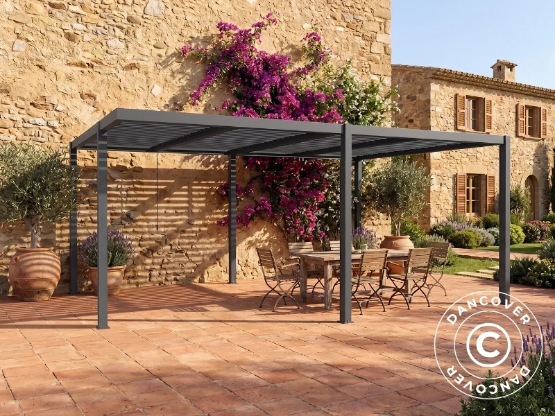Bioklimatisk pergola paviljong San Pablo Alu+, Open Side, 4x5,8m, Svart - Image 3