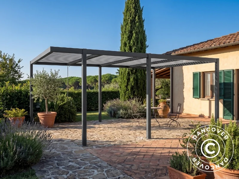 Bioklimatisk pergola paviljong San Pablo Alu+, Open Side, 4x5,8m, Svart/Vit - Image 2