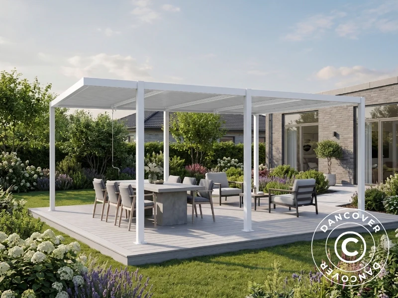 Bioklimatisk pergola paviljong San Pablo Alu+, Open Side, 4x5,8m, Vit - Image 2