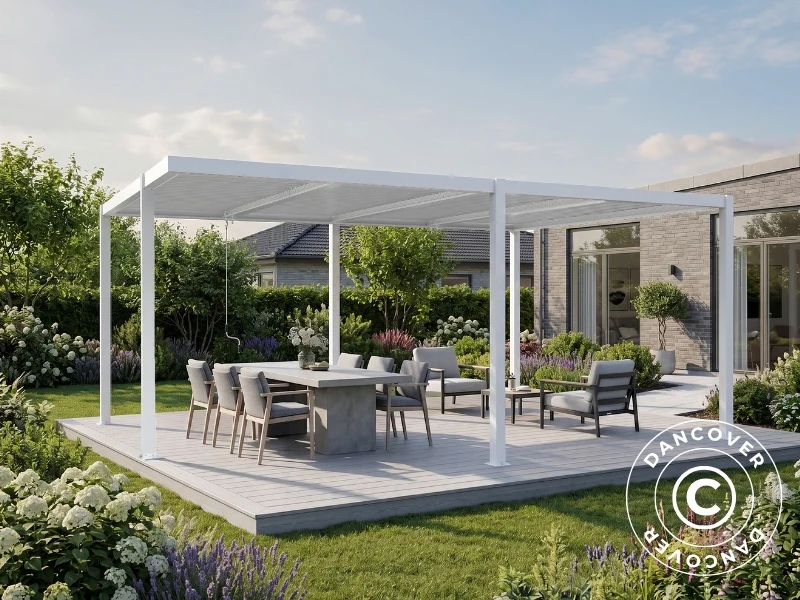 Bioklimatisk pergola paviljong San Pablo Alu+, Open Side, 4x5,8m, Vit - Image 3