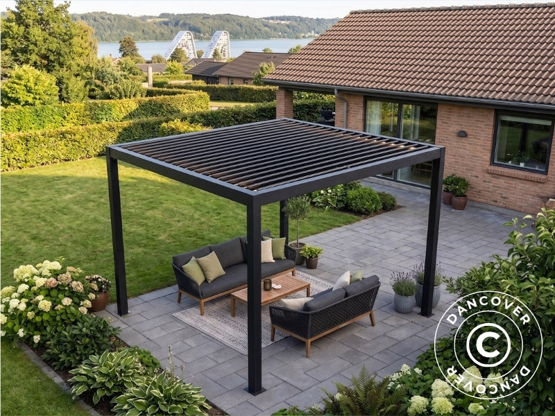 Bioklimatisk pergola paviljong San Pablo Steel+, 3x3m, Svart - Image 3