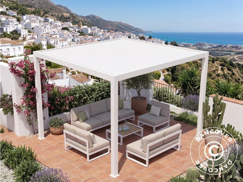 Bioklimatisk pergola paviljong San Pablo Steel+, 3x3m, Vit - Image 3