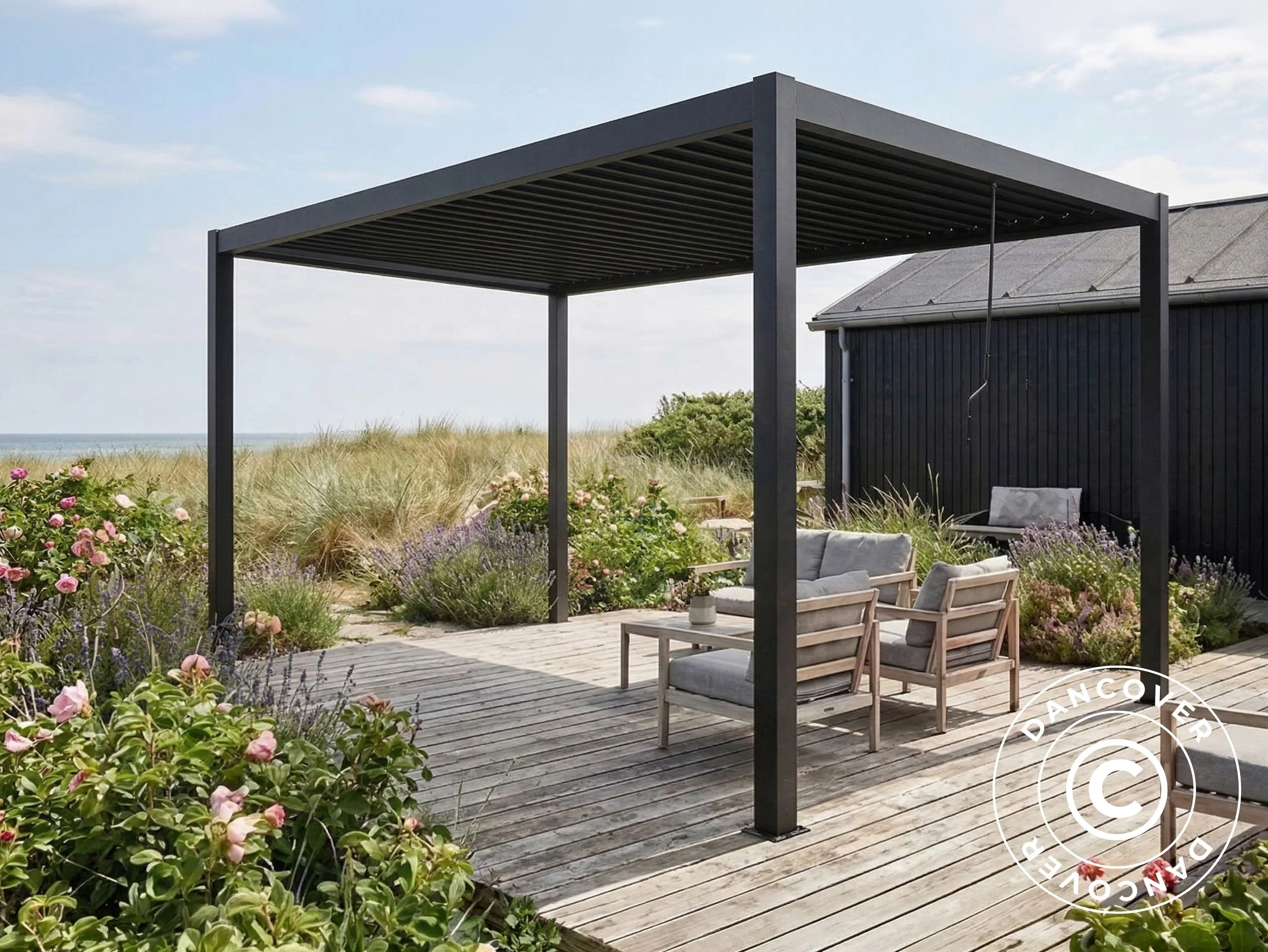 Bioklimatisk pergola paviljong San Pablo Steel+, 3x4m, Svart - Image 2
