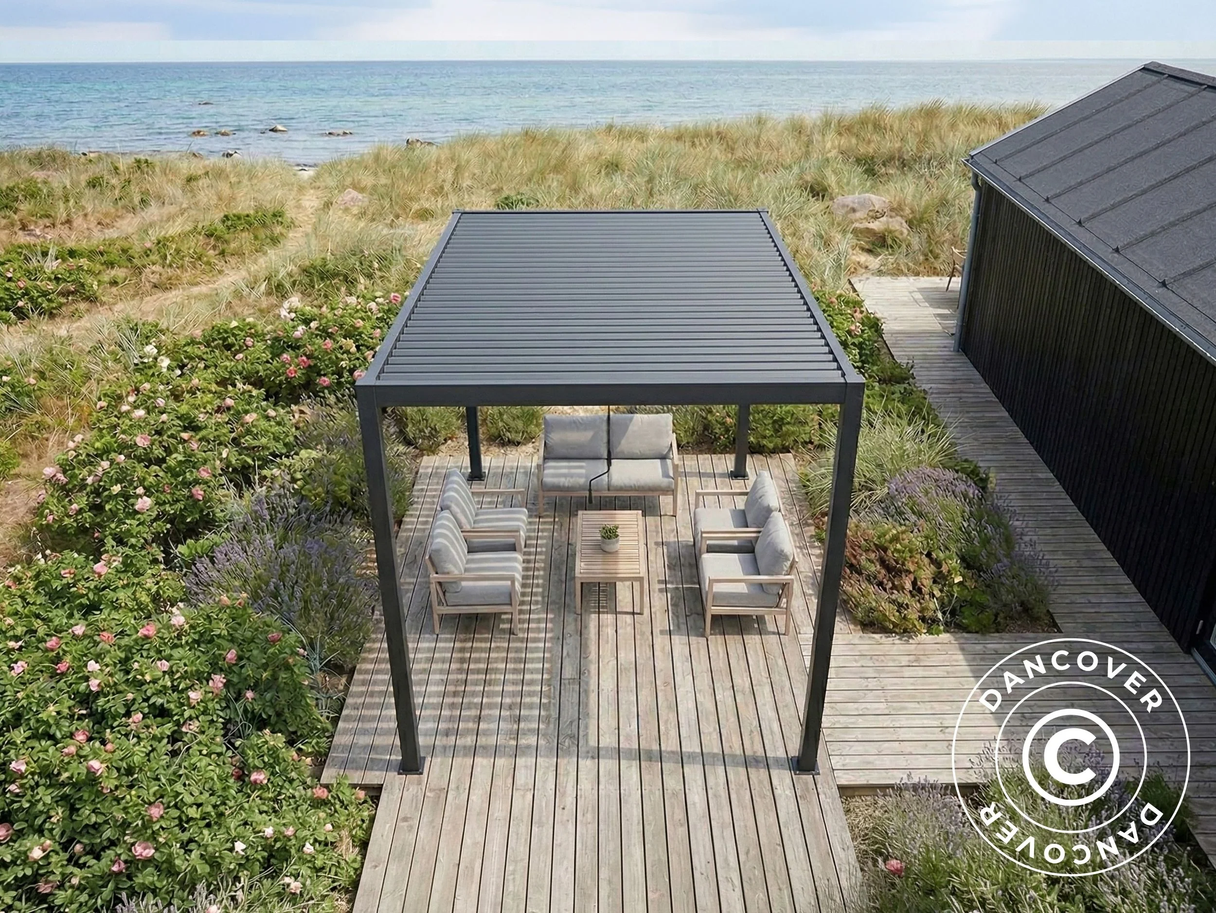 Bioklimatisk pergola paviljong San Pablo Steel+, 3x4m, Svart - Image 3
