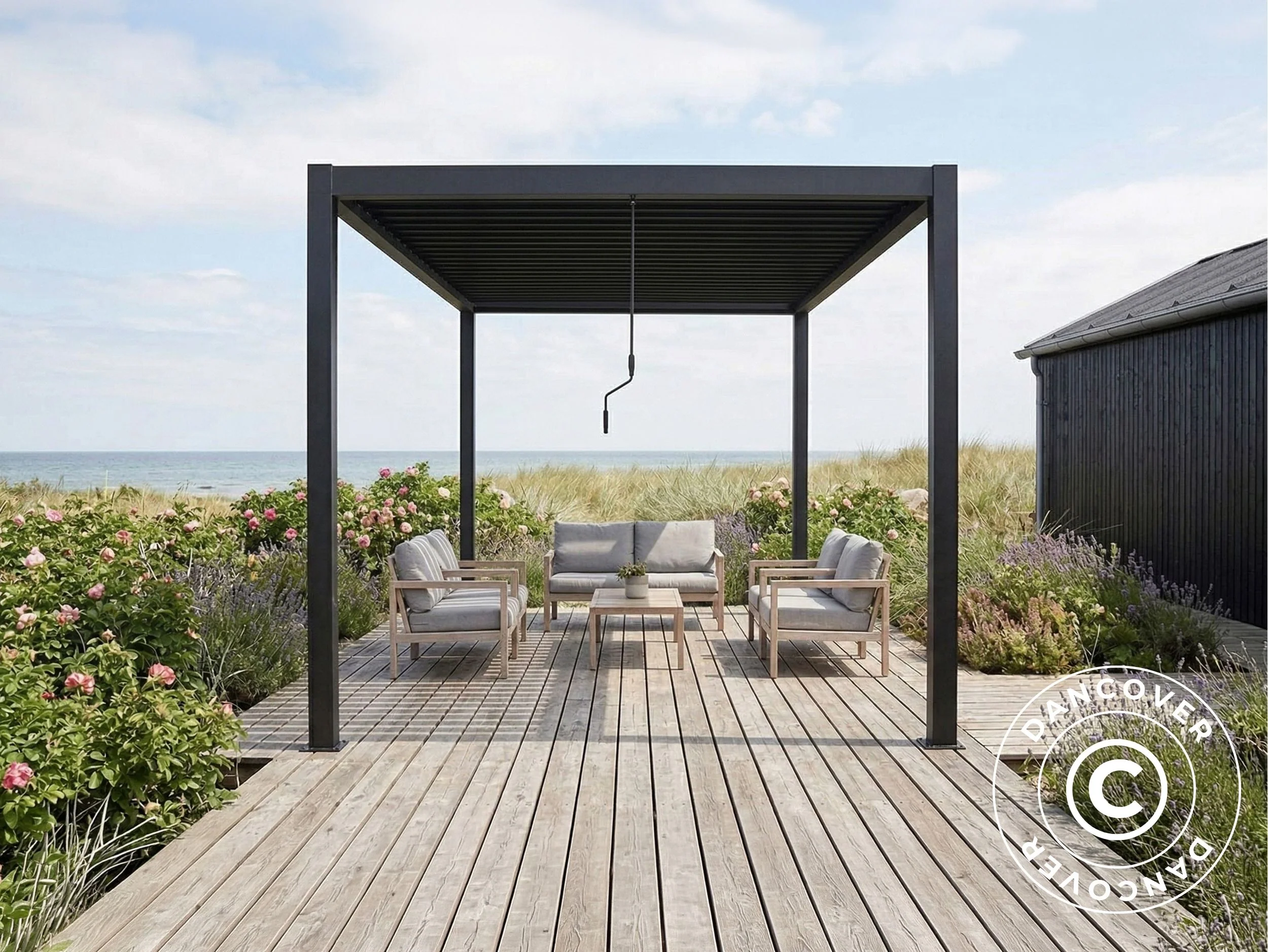 Bioklimatisk pergola paviljong San Pablo Steel+, 3x4m, Svart - Image 4