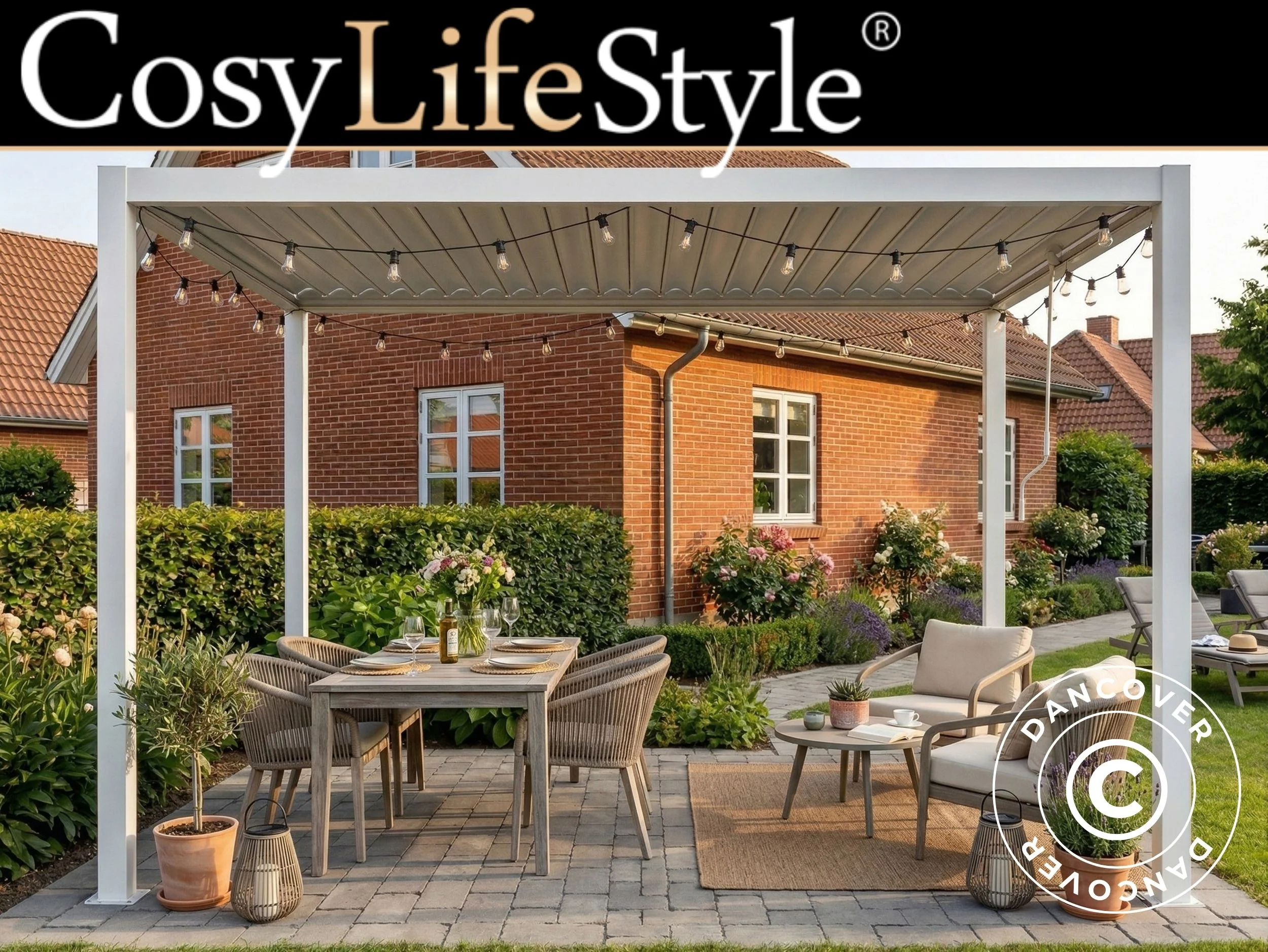Bioklimatisk pergola paviljong San Pablo Steel+, 3x4m, Vit