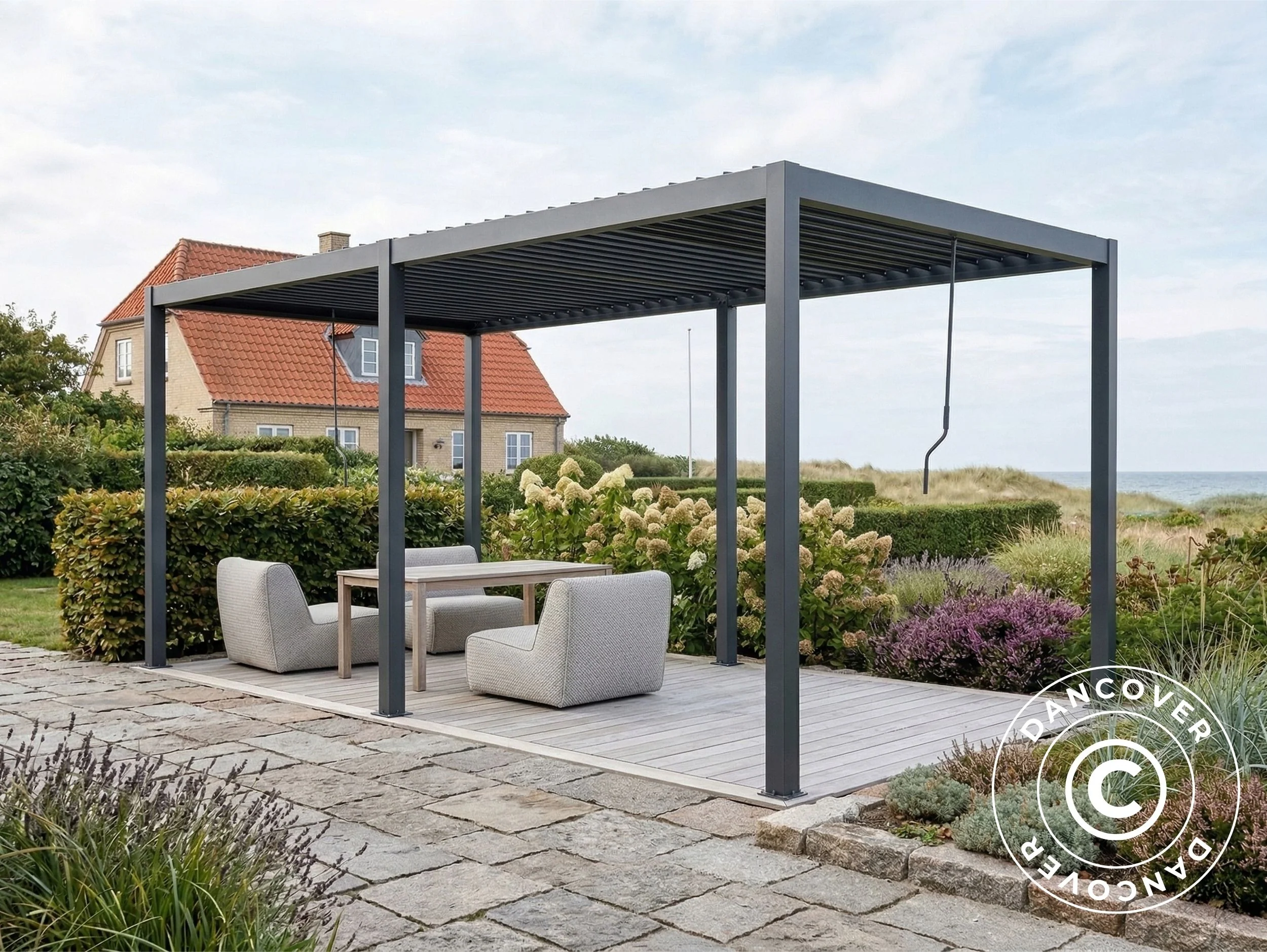 Bioklimatisk pergola paviljong San Pablo Steel+, 3x5,8m, Svart - Image 2