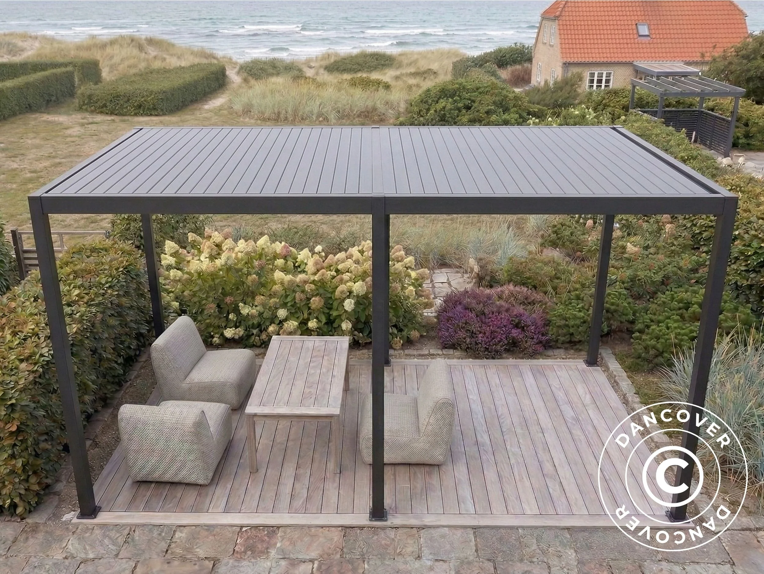 Bioklimatisk pergola paviljong San Pablo Steel+, 3x5,8m, Svart - Image 5