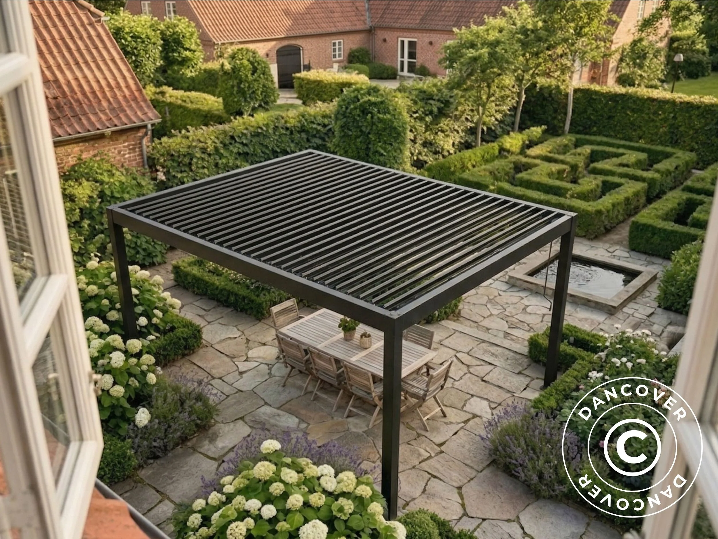 Bioklimatisk pergola paviljong San Pablo Steel+, 4x4m, Svart - Image 5