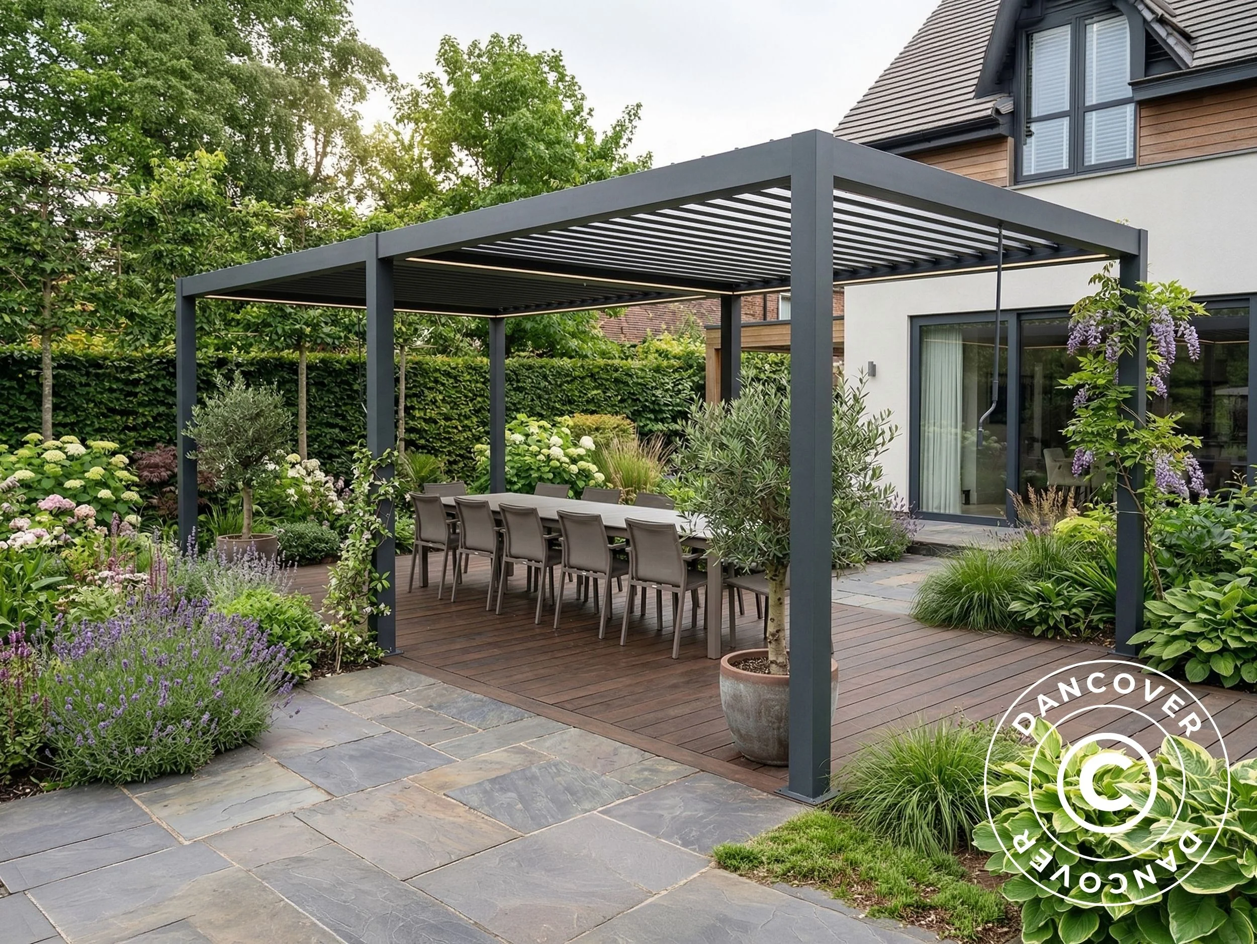 Bioklimatisk pergola paviljong San Pablo Steel+, 4x5,8m, Svart - Image 2