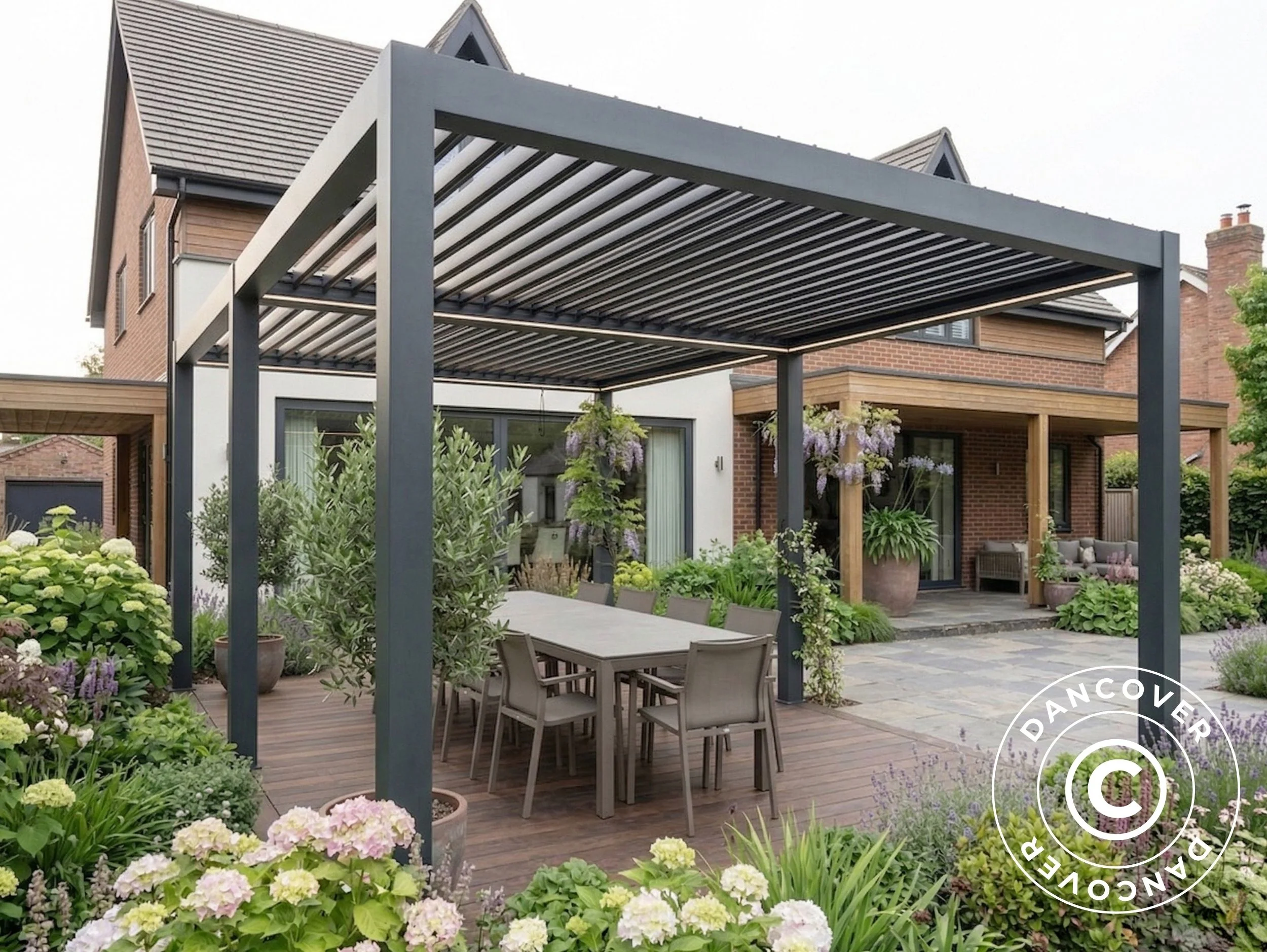 Bioklimatisk pergola paviljong San Pablo Steel+, 4x5,8m, Svart - Image 3