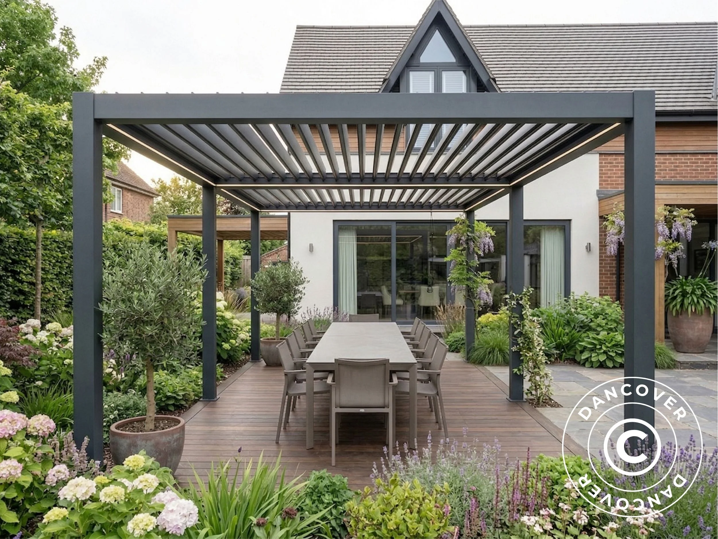 Bioklimatisk pergola paviljong San Pablo Steel+, 4x5,8m, Svart - Image 4