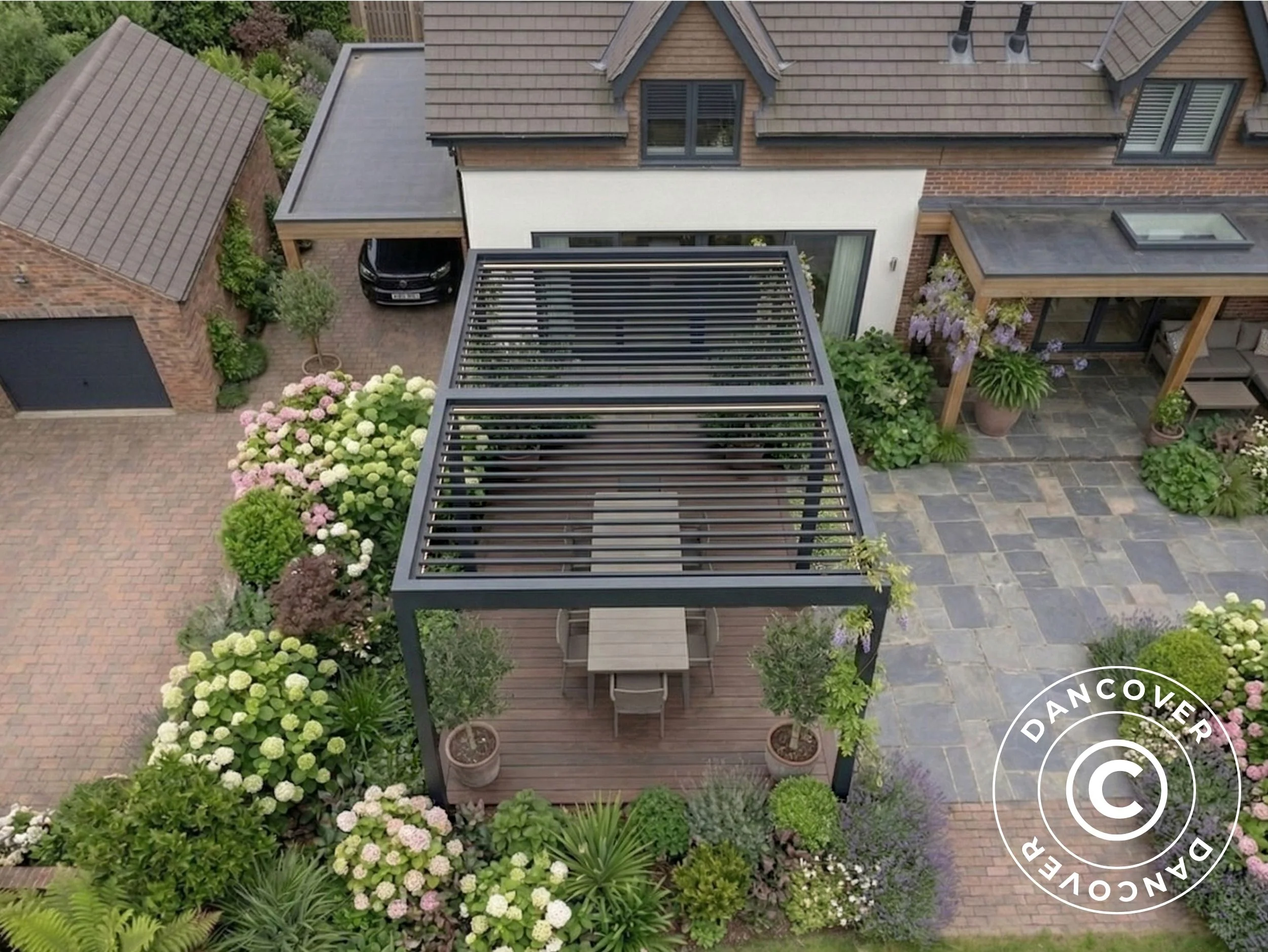 Bioklimatisk pergola paviljong San Pablo Steel+, 4x5,8m, Svart - Image 5