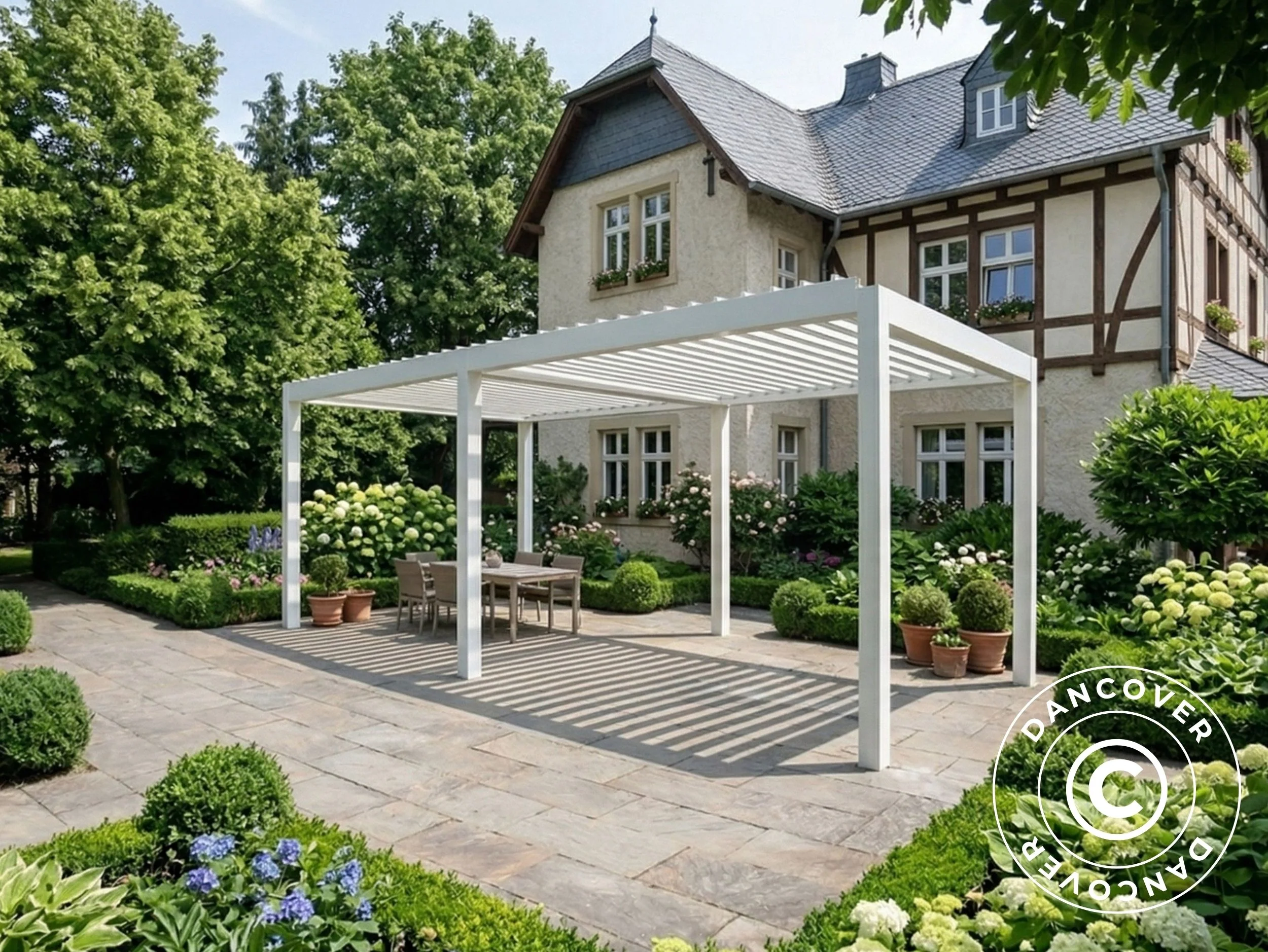 Bioklimatisk pergola paviljong San Pablo Steel+, 4x5,8m, Vit - Image 2