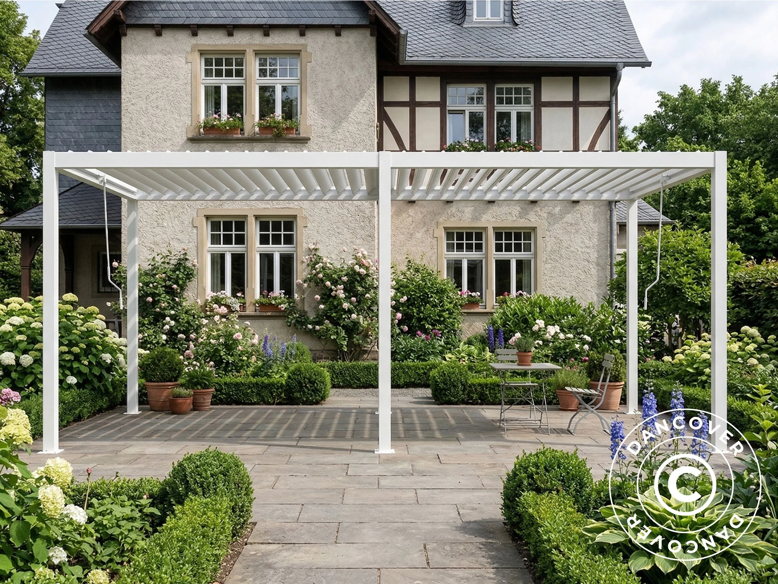 Bioklimatisk pergola paviljong San Pablo Steel+, 4x5,8m, Vit - Image 5