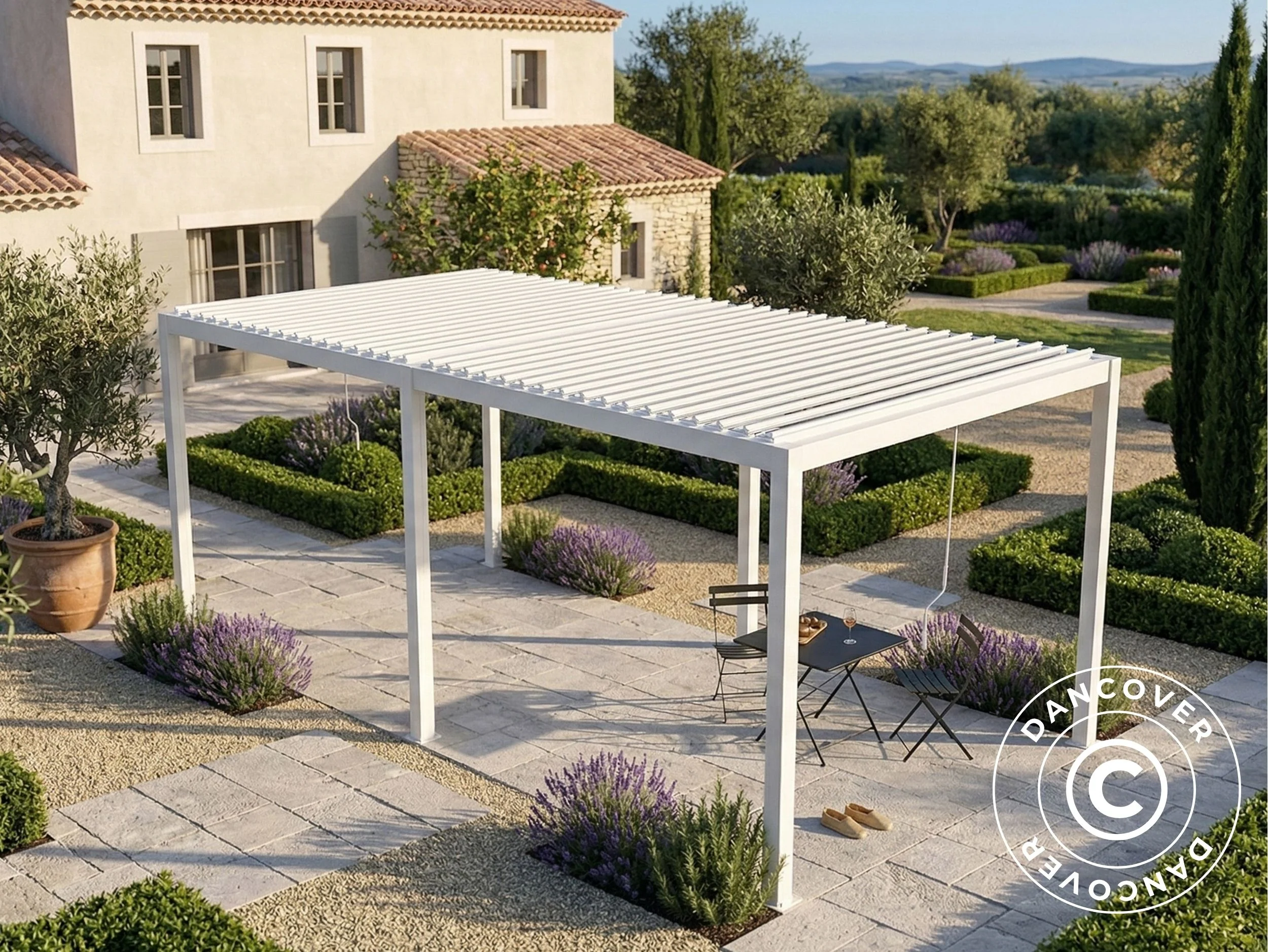 Bioklimatisk pergola paviljong San Pablo Steel+, 4x7,8m, Vit - Image 3