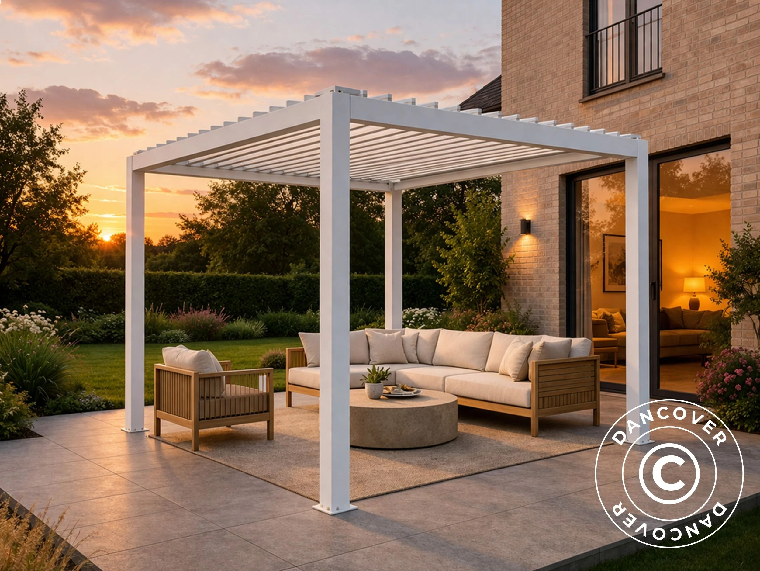 Bioklimatisk pergola paviljong San Pablo Steel S80, 3x3m, Vit - Image 3