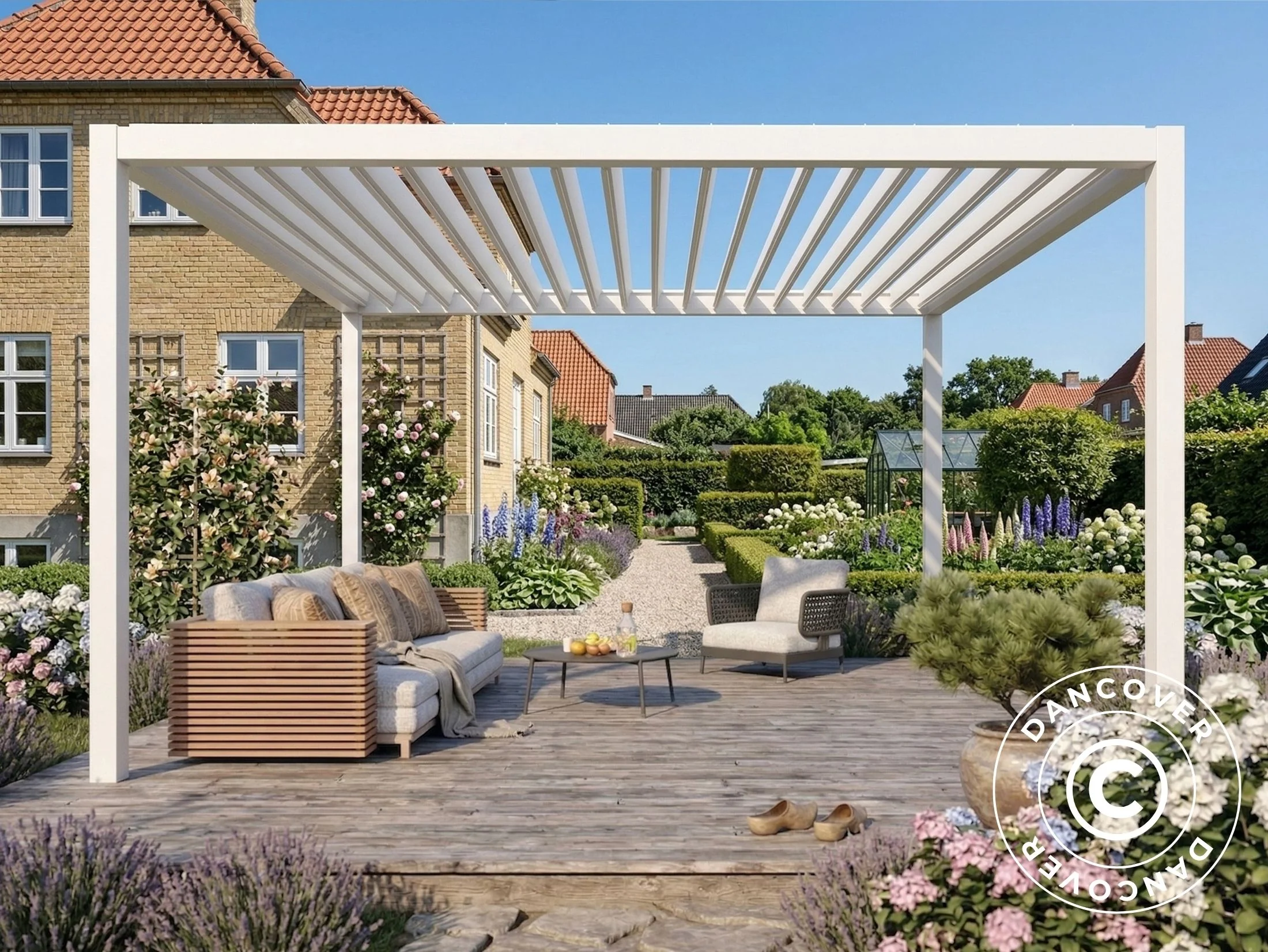 Bioklimatisk pergola paviljong San Pablo Steel S80, 3x4m, Vit - Image 2