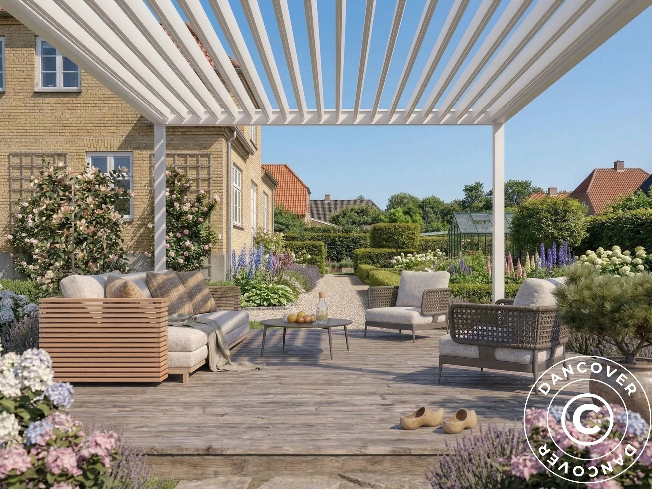 Bioklimatisk pergola paviljong San Pablo Steel S80, 3x4m, Vit - Image 3