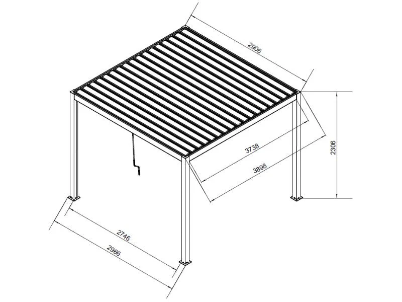 Bioklimatisk pergola paviljong San Pablo Steel S80, 3x4m, Vit - Image 5