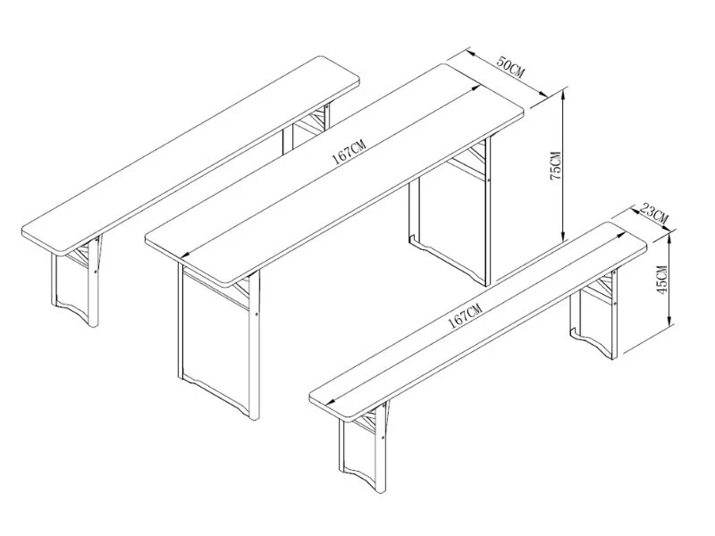 Bord och bänkset, 167x50x75cm, Grå - Image 7