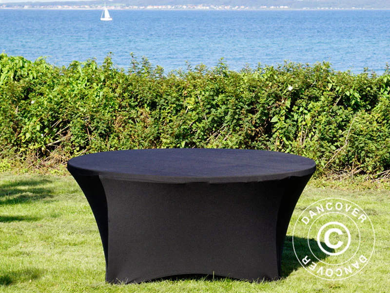 Bordsöverdrag med stretch Ø152x74cm, Svart - Image 10