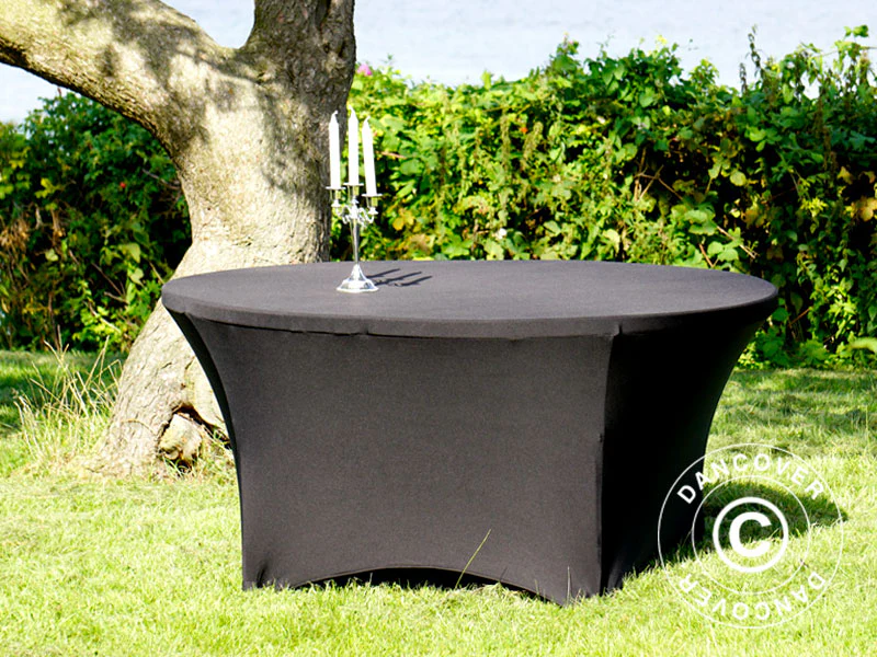 Bordsöverdrag med stretch Ø152x74cm, Svart - Image 12