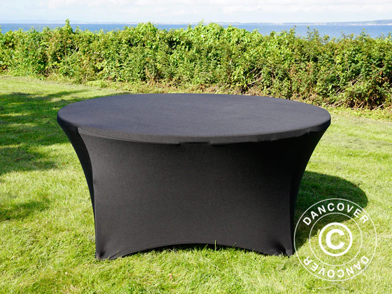 Bordsöverdrag med stretch Ø152x74cm, Svart - Image 5