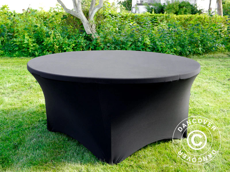 Bordsöverdrag med stretch Ø152x74cm, Svart - Image 6