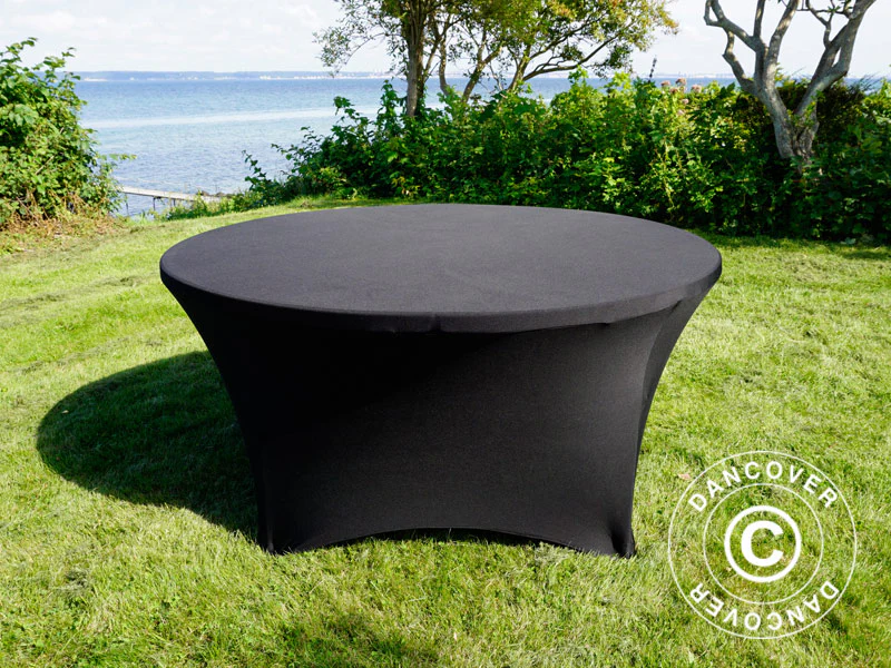 Bordsöverdrag med stretch Ø152x74cm, Svart - Image 7