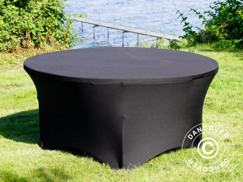 Bordsöverdrag med stretch Ø152x74cm, Svart - Image 8