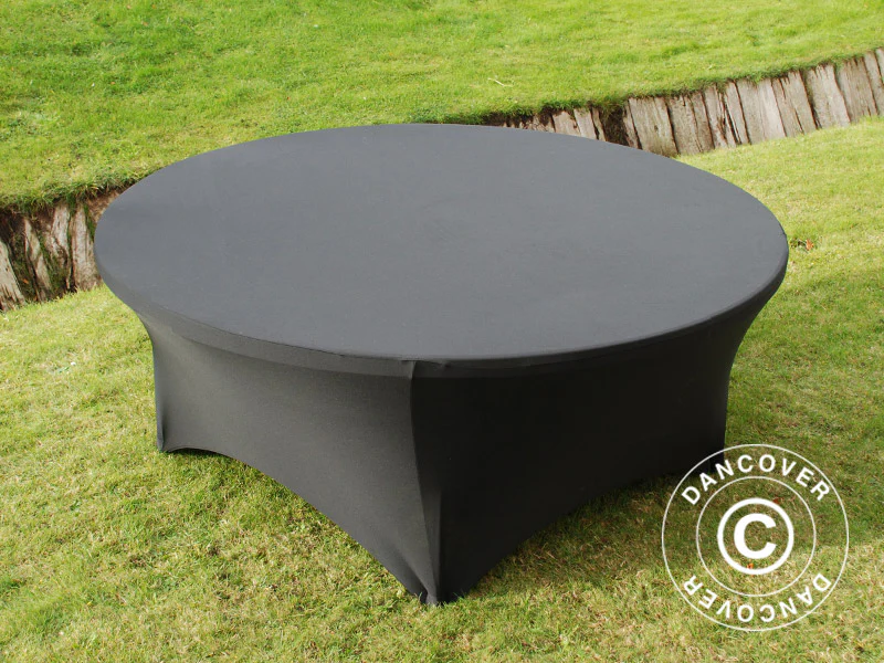 Bordsöverdrag med stretch Ø183x74cm, Svart - Image 5