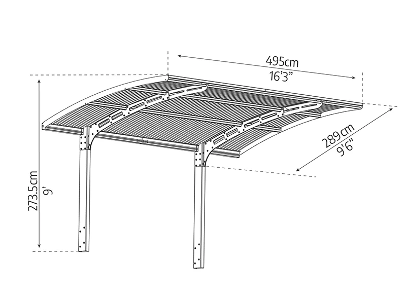 Carport Arizona, 2,89x4,95m, Palram/Canopia, Grå - Image 8