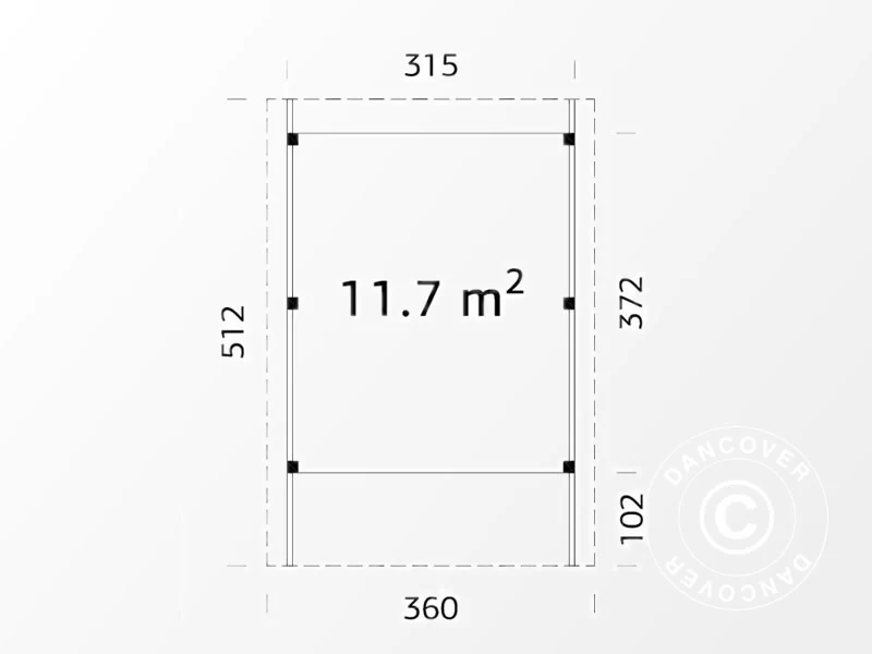 Carport i trä, 3,6x5,12x2,32m, 11,7m², Naturlig - Image 4