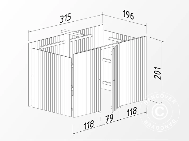 Carport i trä med bod, 3,6x7,62x2,32m, 23,1m², Naturlig, KOMPLETT SET - Image 7