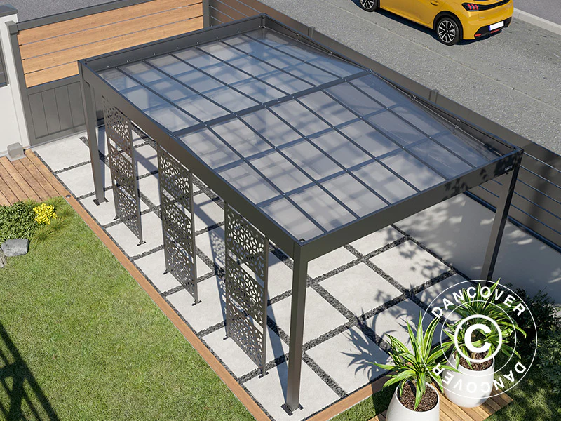 Carport Libeccio 3 med sidopaneler, 3,26x5,09x2,34m, Antracit - Image 2
