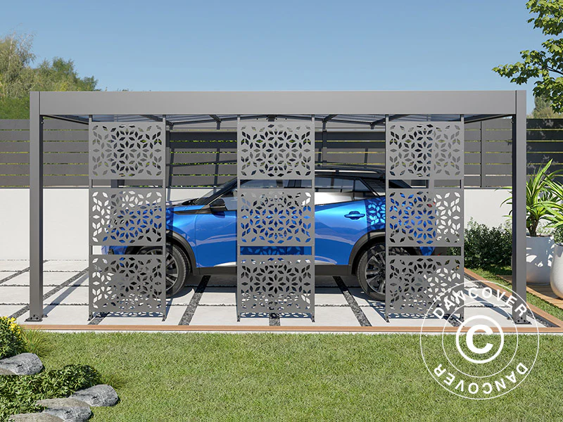 Carport Libeccio 3 med sidopaneler, 3,26x5,09x2,34m, Antracit - Image 5