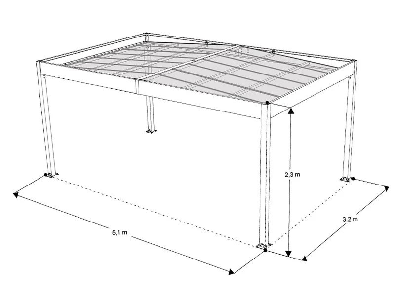 Carport Libeccio 3 med sidopaneler, 3,26x5,09x2,34m, Antracit - Image 7