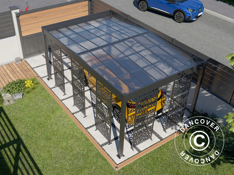 Carport Libeccio 5 med sidopaneler, 3,26x5,09x2,34m, Antracit - Image 7