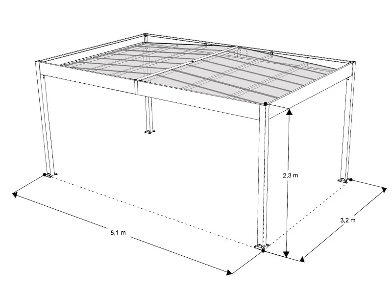 Carport Libeccio 5 med sidopaneler, 3,26x5,09x2,34m, Antracit - Image 8