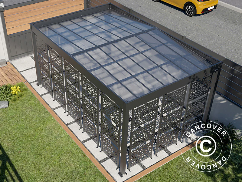 Carport Libeccio 8 med sidopaneler, 3,26x5,09x2,34m, Antracit - Image 3
