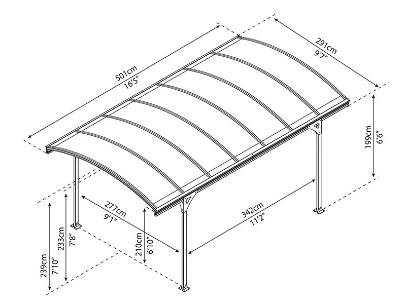 Carport Vitoria, Palram/Canopia, 2,91x5,01m, Grå - Image 9