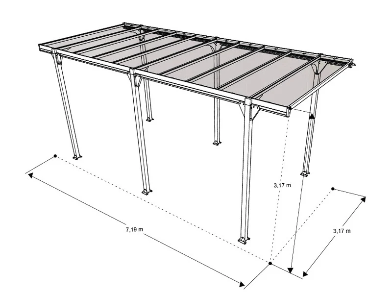 Carport XL, Hegoa 20, 3,17x7,19x3,17m, Antracit - Image 9