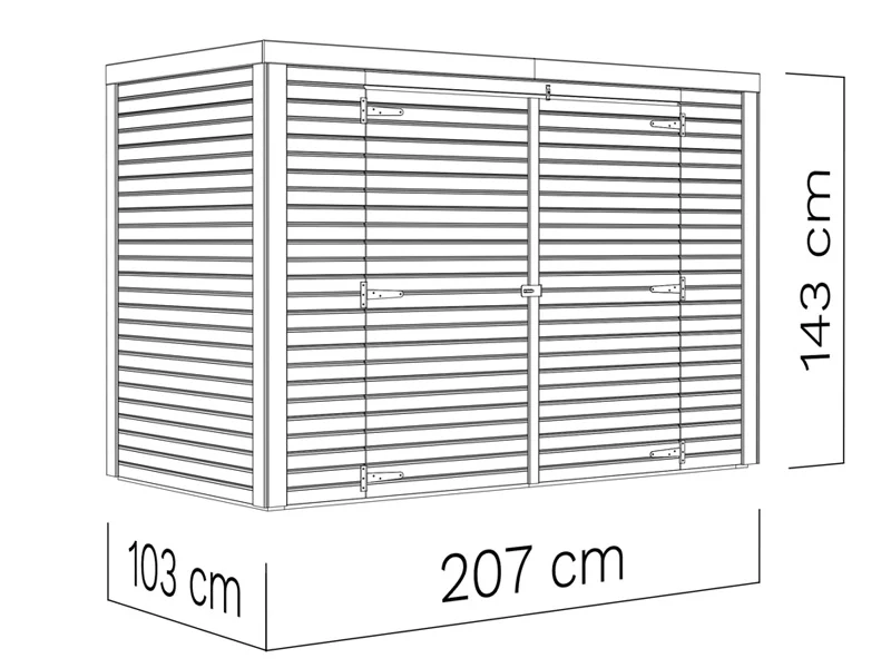 Cykelskjul i trä, Bertilo Box Bike, 2,07x1,03x1,43m, 2,1m², Antracit - Image 6
