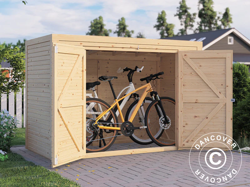 Cykelskjul i trä, Bertilo Box Bike, 2,07x1,03x1,43m, 2,1m², Naturlig - Image 2