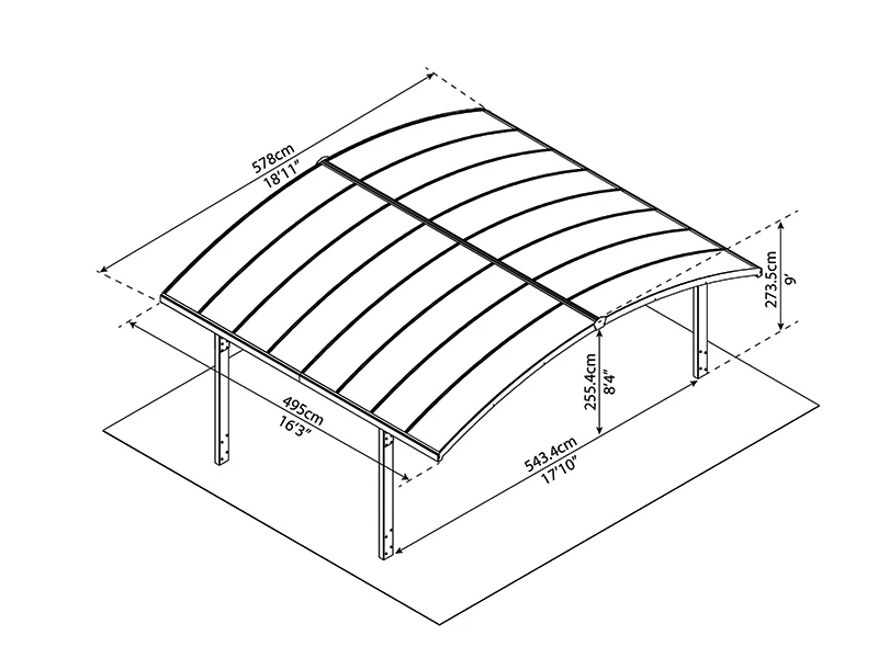 Dubbel carport Arizona, 5,78x4,95m, Palram/Canopia, Grå - Image 5