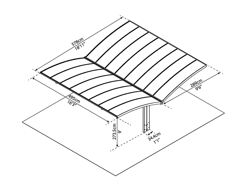 Dubbel carport Arizona, 5,78x4,95m, Palram/Canopia, Grå - Image 6