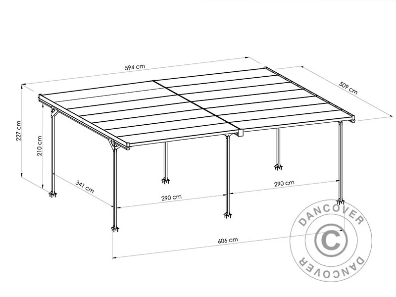 Dubbel carport Mistral Double, 6,06x5,09x2,27m, Antracit - Image 8