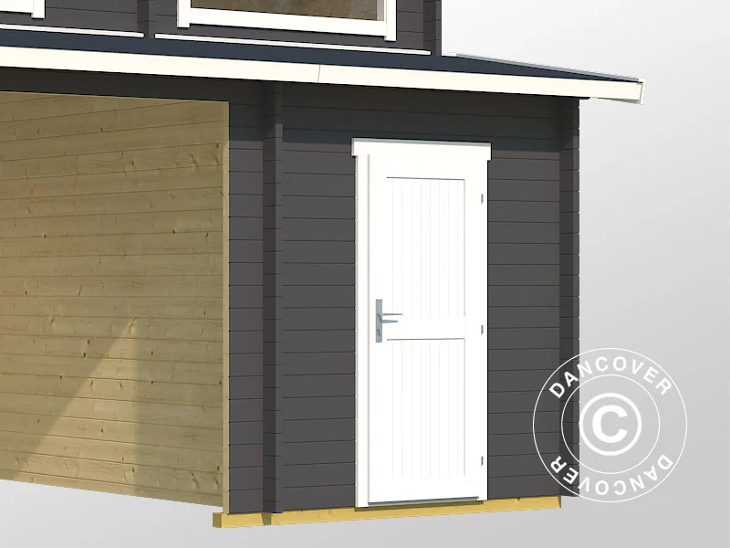 Dubbelgarage, carport i trä Vaasa, 7,8x5,2x3,21m, 44mm, Mörkgrå - Image 4