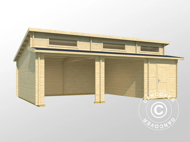 Dubbelgarage, carport i trä Vaasa, 7,8x5,2x3,21m, 44mm, Naturlig - Image 2